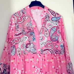 NWOT.  Bright floral bohemian dress or long tunic top.  Lightweight and summery.